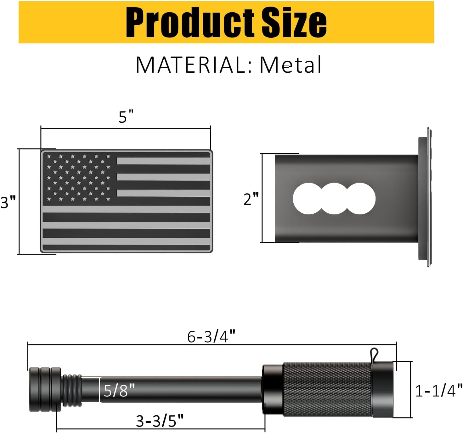 Cubierta de enganche de remolque de metal, resistente de 2 pulgadas, fundas de enchufe para receptores traseros de remolque, cubierta de enganche de