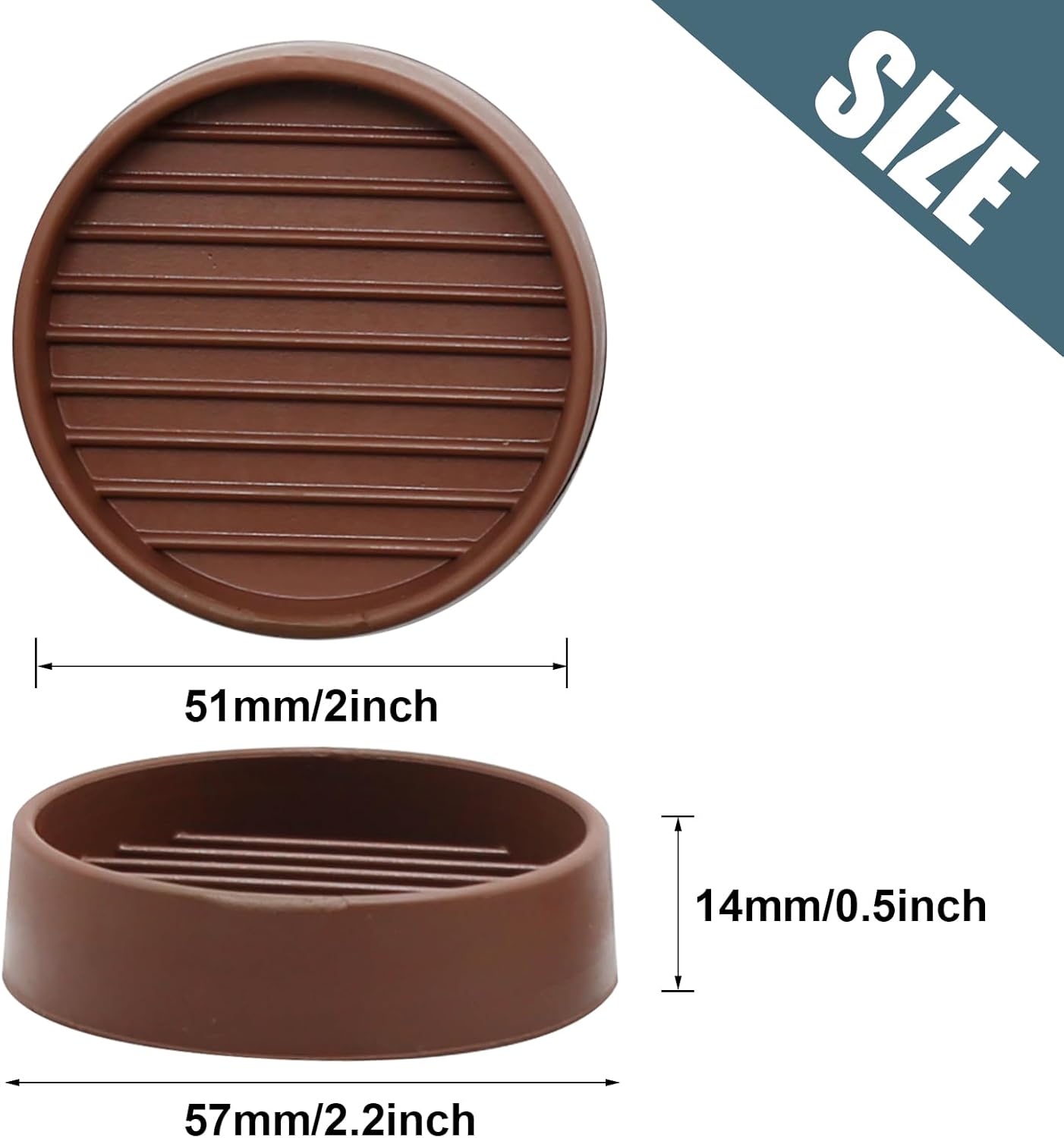 Posavasos para patas de muebles, 8 unidades, 2 x 2 pulgadas, redondos, de goma, para muebles, almohadillas antideslizantes, protectores de patas de