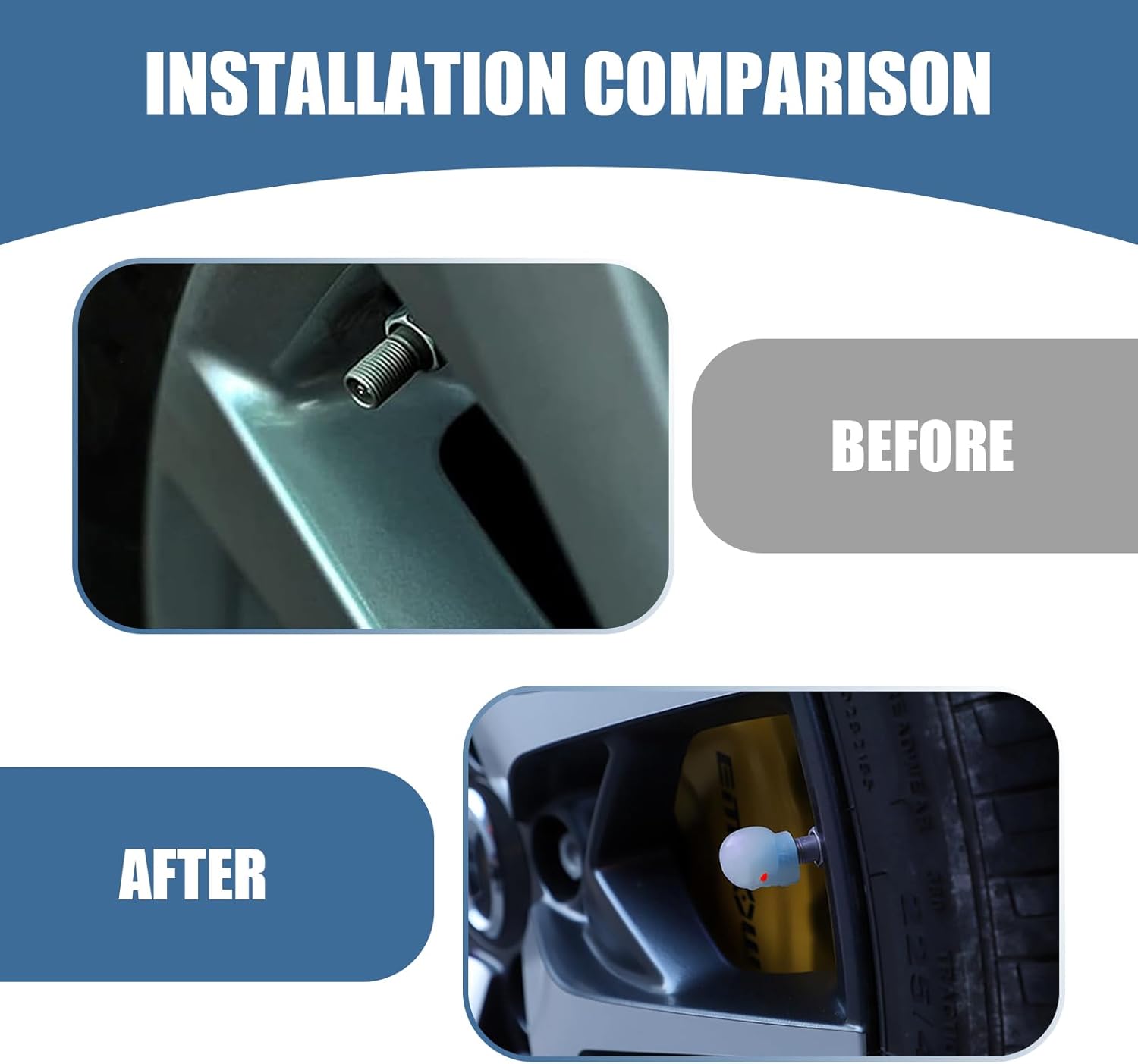 4 tapas de válvula de neumático de automóvil, mini tapa luminosa en forma de calavera, compatible con la mayoría de automóviles y motocicletas (azul)