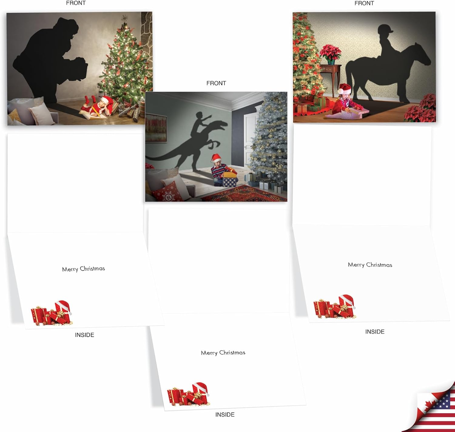 The Best Card Company – 10 tarjetas navideñas de Santa con sobres – Juego surtido en caja, tarjetas navideñas para niños (4 x 5.12 pulgadas) –