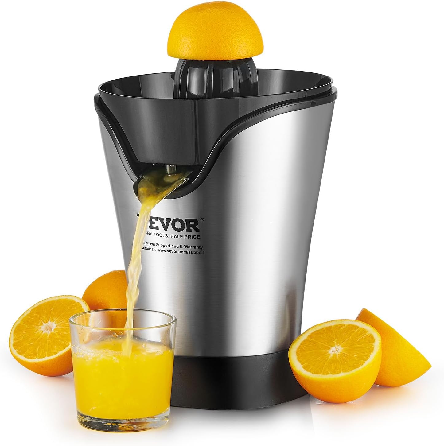 VEVOR Exprimidor eléctrico de cítricos, uno para todos los exprimidores de jugo de naranja de acero inoxidable, extractor de jugo de naranja fácil