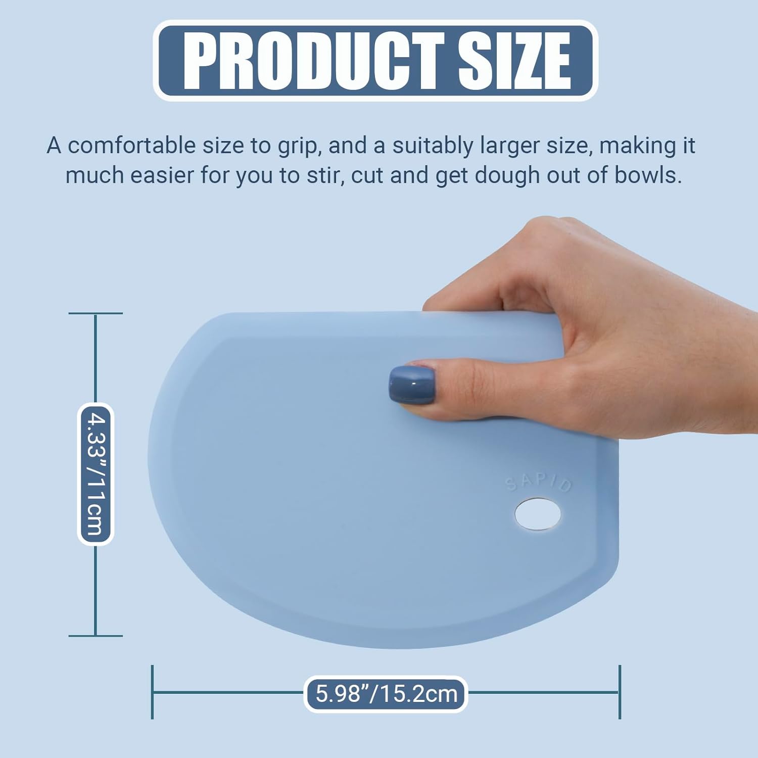 Rascador de masa de silicona con hoja de acero inoxidable, raspador de tazón flexible de borde curvado para hornear, raspador de banco de silicona