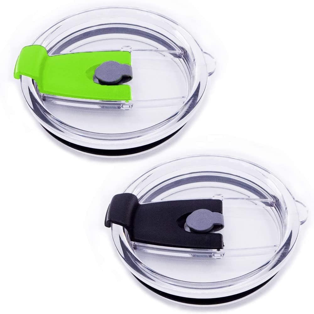 2 tapas de repuesto para vaso, a prueba de derrames, resistente a salpicaduras, con pajilla, sin BPA y apto para popote (20 onzas, negro y verde)