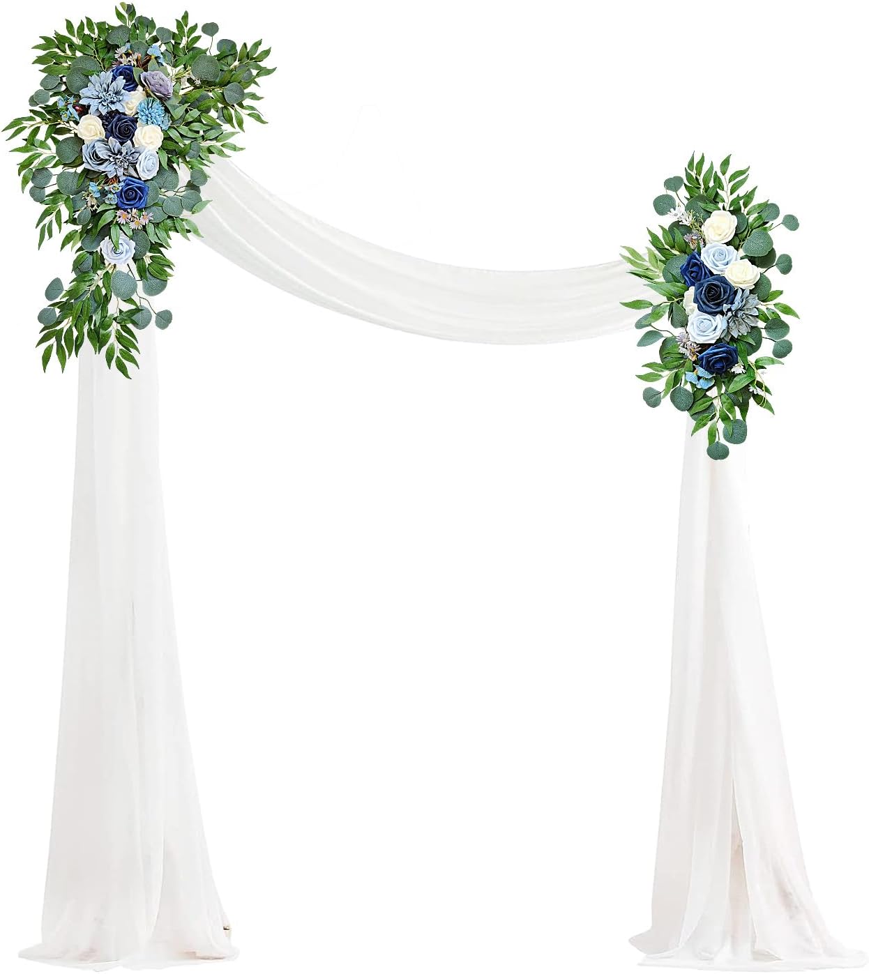 BEAYFILY Kit de flores artificiales para arco de boda, guirnalda de tela de gasa blanca para boda, decoración de boda para ceremonia, telón de fondo