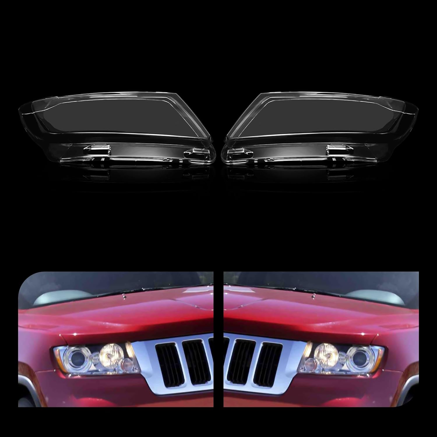 CNCEST Par de fundas de lente de faros delanteros, izquierdo y derecho, repuesto para Jeep Grand Cherokee 2011 2012 2013