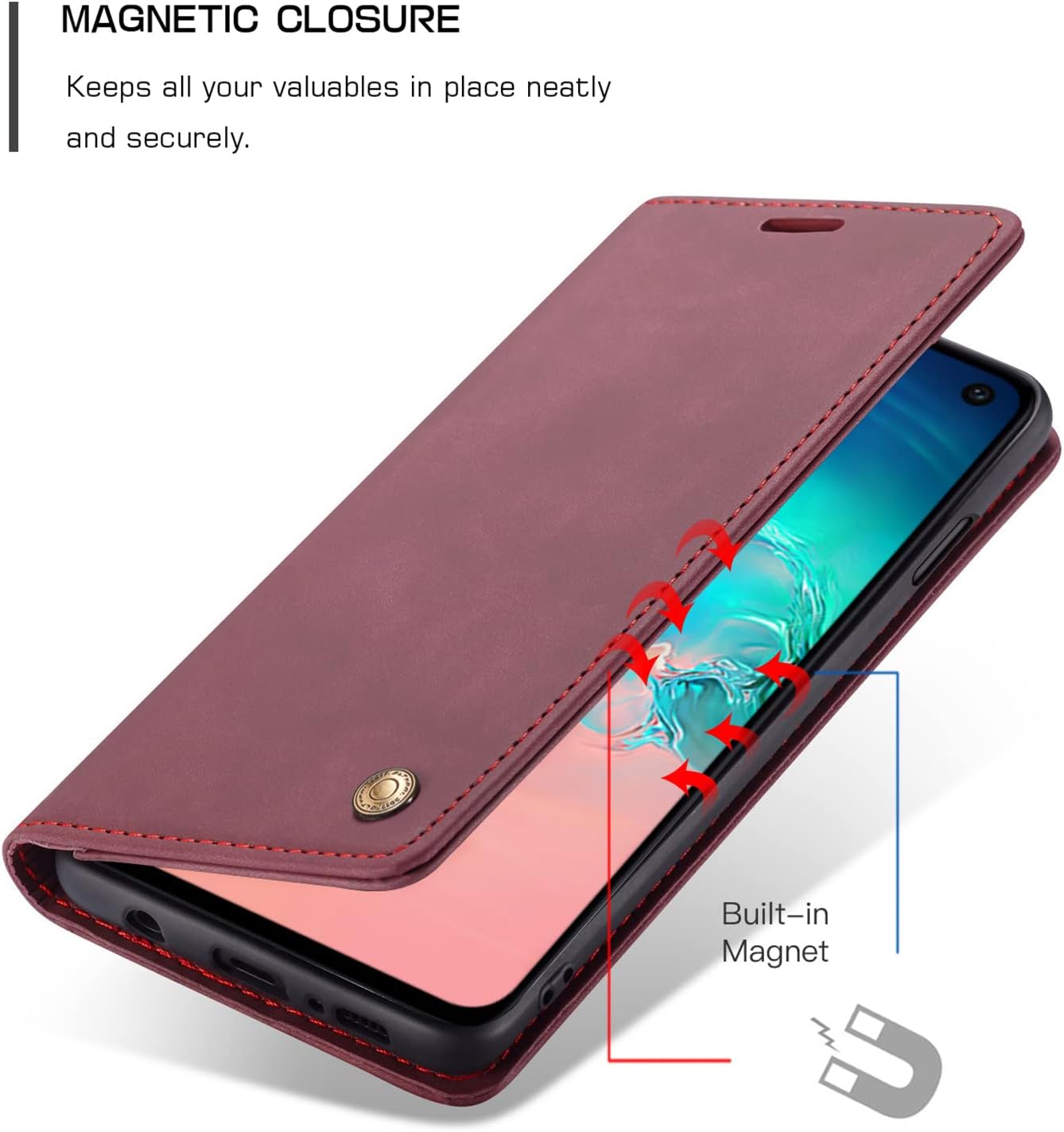 QLTYPRI Funda Para Samsung Galaxy S10e, Vintage PU Cuero Billetera Caso Ranura Para Tarjeta Kickstand Cierre Magnético A Prueba De Golpes Flip Folio