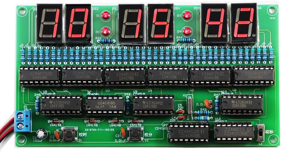 Kit de reloj electrónico DIY 6 bit Circuito Digital Kit de soldadura Kit de habilidad Concurso Materiales de entrenamiento para adultos