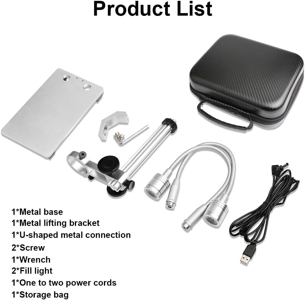 Bysameyee Soporte de aleación de aluminio para cámara de microscopio digital USB, microscopio ajustable universal, soporte de soporte de metal para