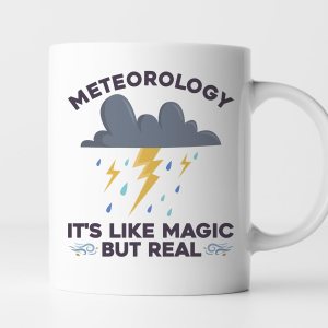 -11 onzas- Taza de café con texto en inglés “Meteorology It’s Like Magic But Real”, taza de café para meteorólogo, taza de regalo de meteorología, -11 onzas- Taza de café con texto en inglés “Meteorology It’s Like Magic But Real”, taza de café para meteorólogo, taza de regalo de meteorología,
