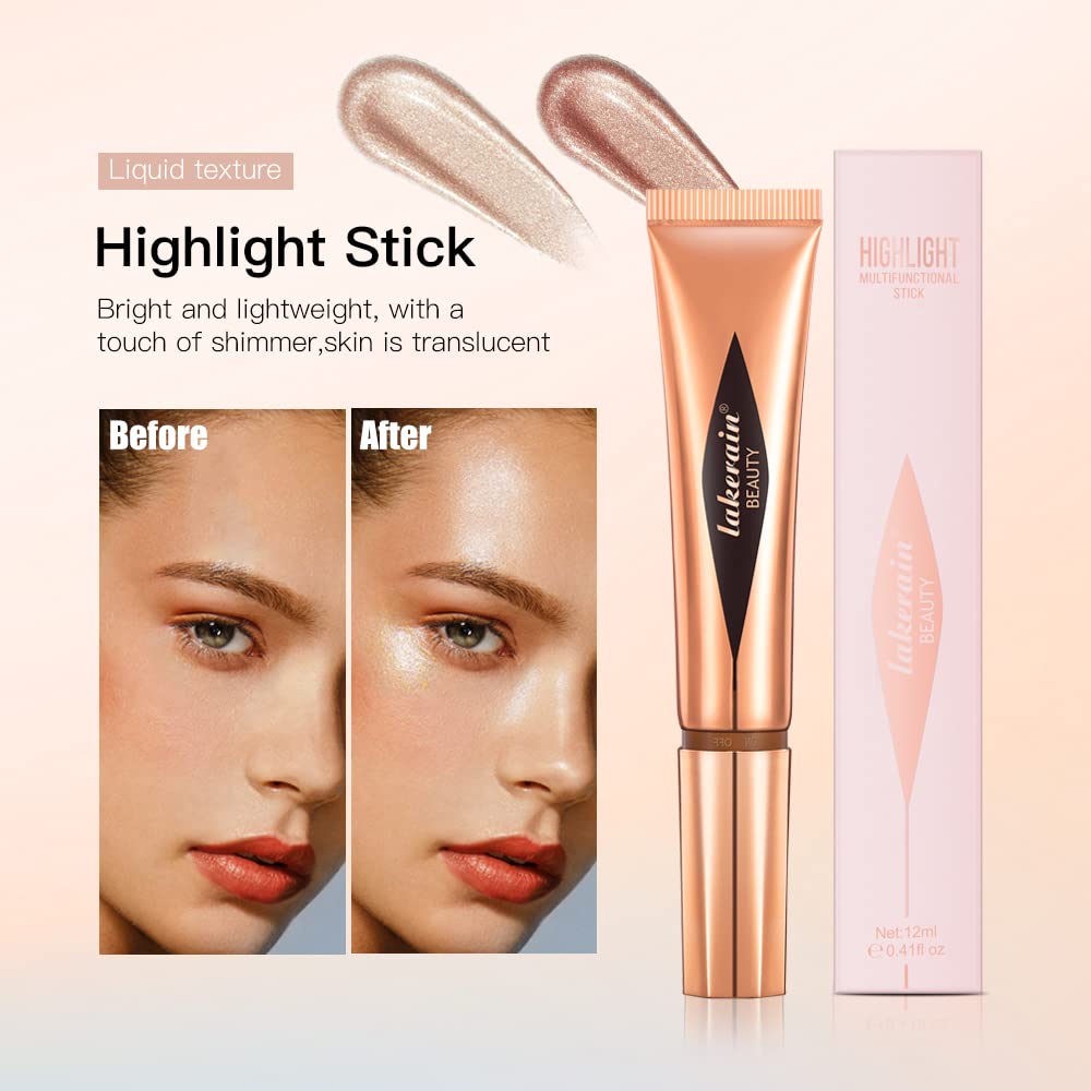 YU KUI LX Lápiz de belleza líquido resaltador, maquillaje iluminador, varita iluminadora, barra de belleza líquida con aplicador de cojín para