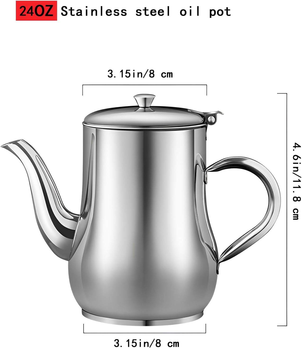 2 coladores de aceite para freidora de 24 onzas para cocina, olla de filtro de aceite de acero inoxidable con filtro de malla fina, tapa a prueba de