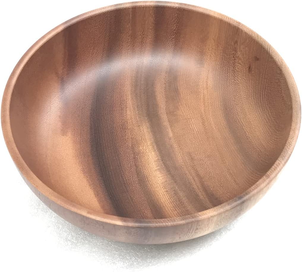 XD MEXL Juego de ensaladera de madera de madera de 9.45 pulgadas de madera de acacia grande para servir ensalada con tenedor y cuchara, juego de