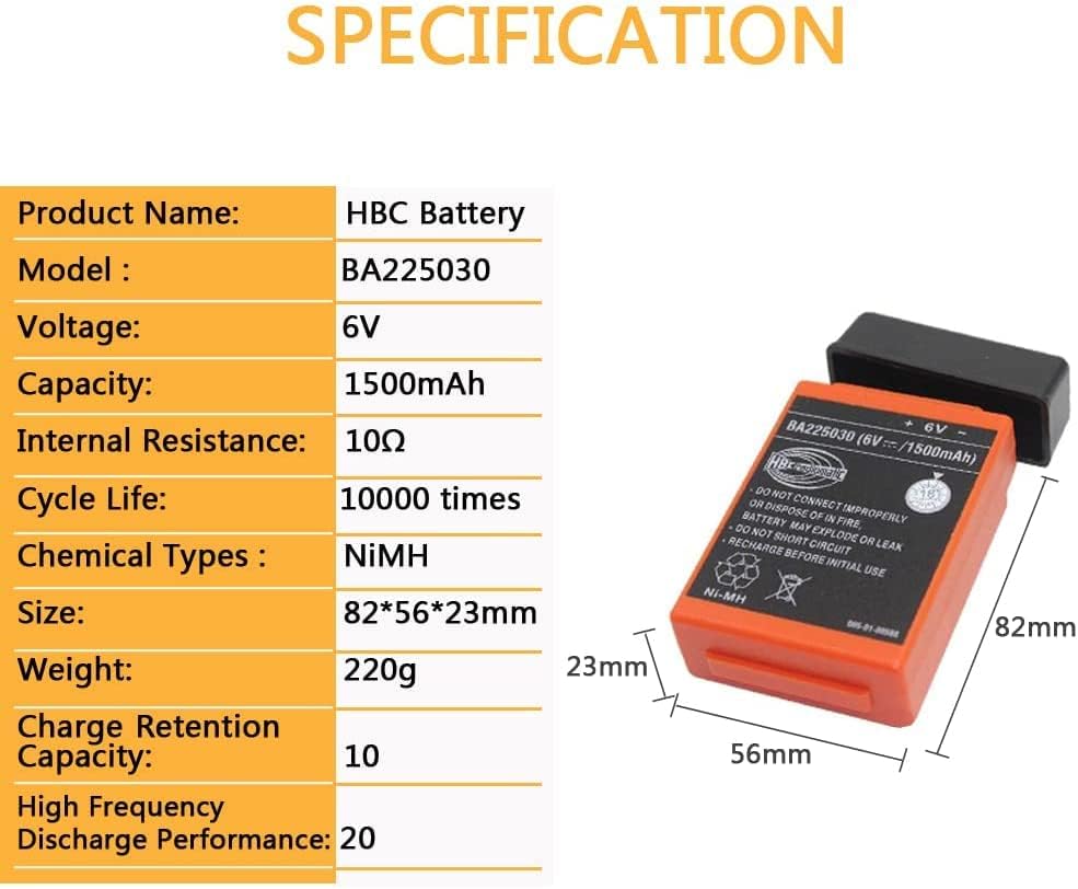 (5 unidades BA225030 Ni-Mh 6V 2100mAh Batería recargable HBC Radiomatic Battery BA225030 para HBC Crane Control Remoto Bomba Camión Batería