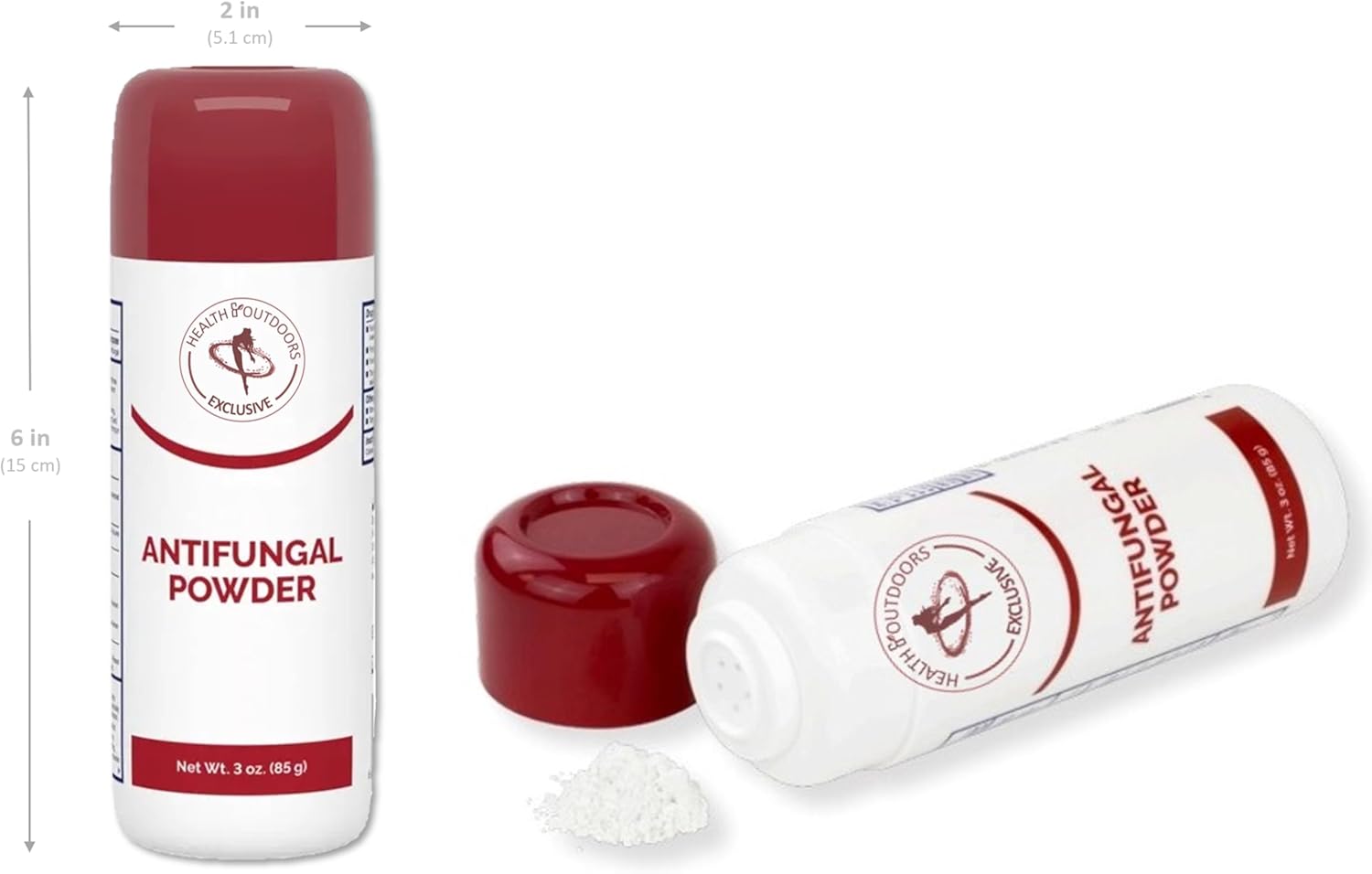 HEALTH & OUTDOORS Tubo antifúngico de 3 onzas, para infecciones fúngicas comunes, pie de atleta y tiñas, polvo tópico absorbente de humedad, paquete