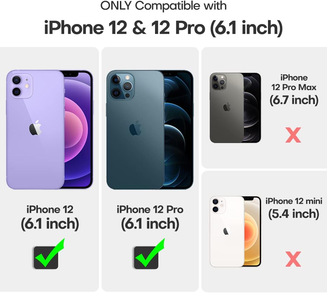TOCOL Funda 5 en 1 para iPhone 12, para iPhone 12 Pro, con 2 protectores de pantalla + 2 protectores de lente de cámara, funda de silicona a prueba