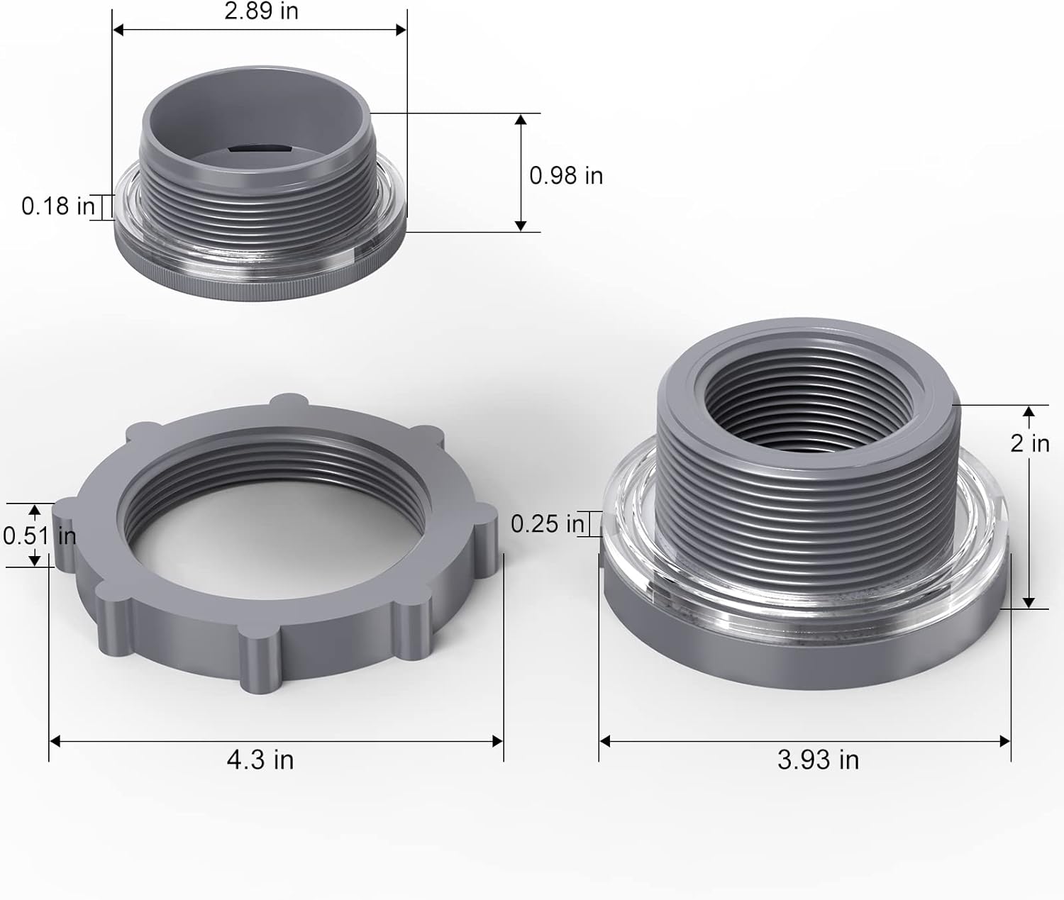 TAISHER Adaptador de conector de tanque de mamparo de PVC negro de 2 pulgadas con tapones y junta para tanque de agua, barriles de lluvia, acuarios,