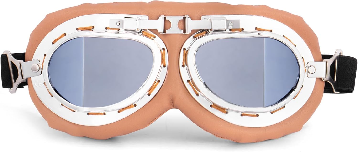 Peicees Gafas vintage para casco de motocicleta, gafas de moto y piloto