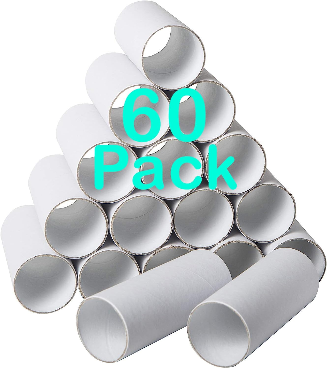 Paquete de 60 tubos de cartón para manualidades, rollos de manualidades a granel, tubos redondos de cartón, tubos redondos de manualidades, tubos de