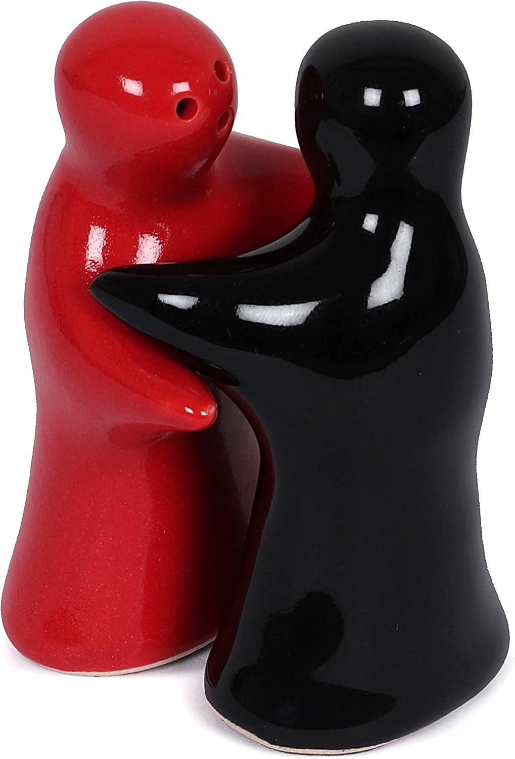 Juego de condimentos de sal y pimienta y especias lindo, novedoso, moderno y vintage, diseño de abrazo para pareja, dispensador decorativo retro de