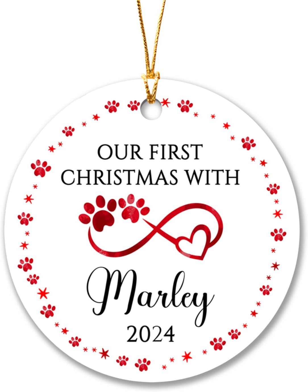 Adornos de nuestra primera Navidad con huellas de patas, adorno personalizado con nombre de Puppy’s My First Christmas 2023, adorno de Navidad de