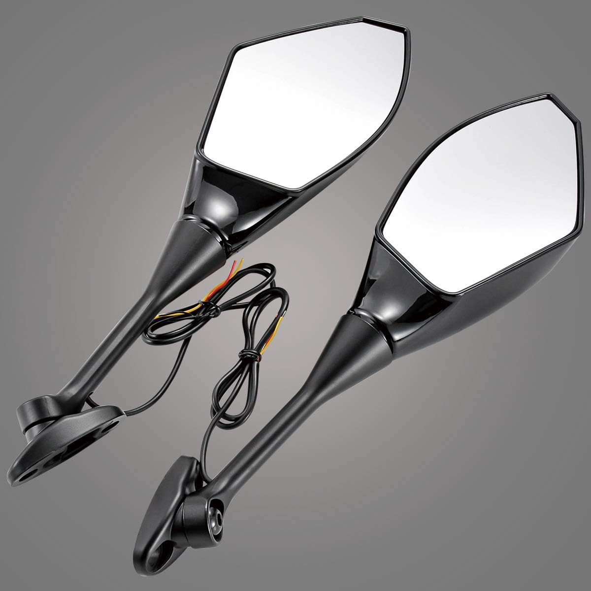 KATUR Espejos laterales universales para motocicleta, intermitentes LED integrados, indicador intermitente compatible con Sport Bike Honda CBR600RR