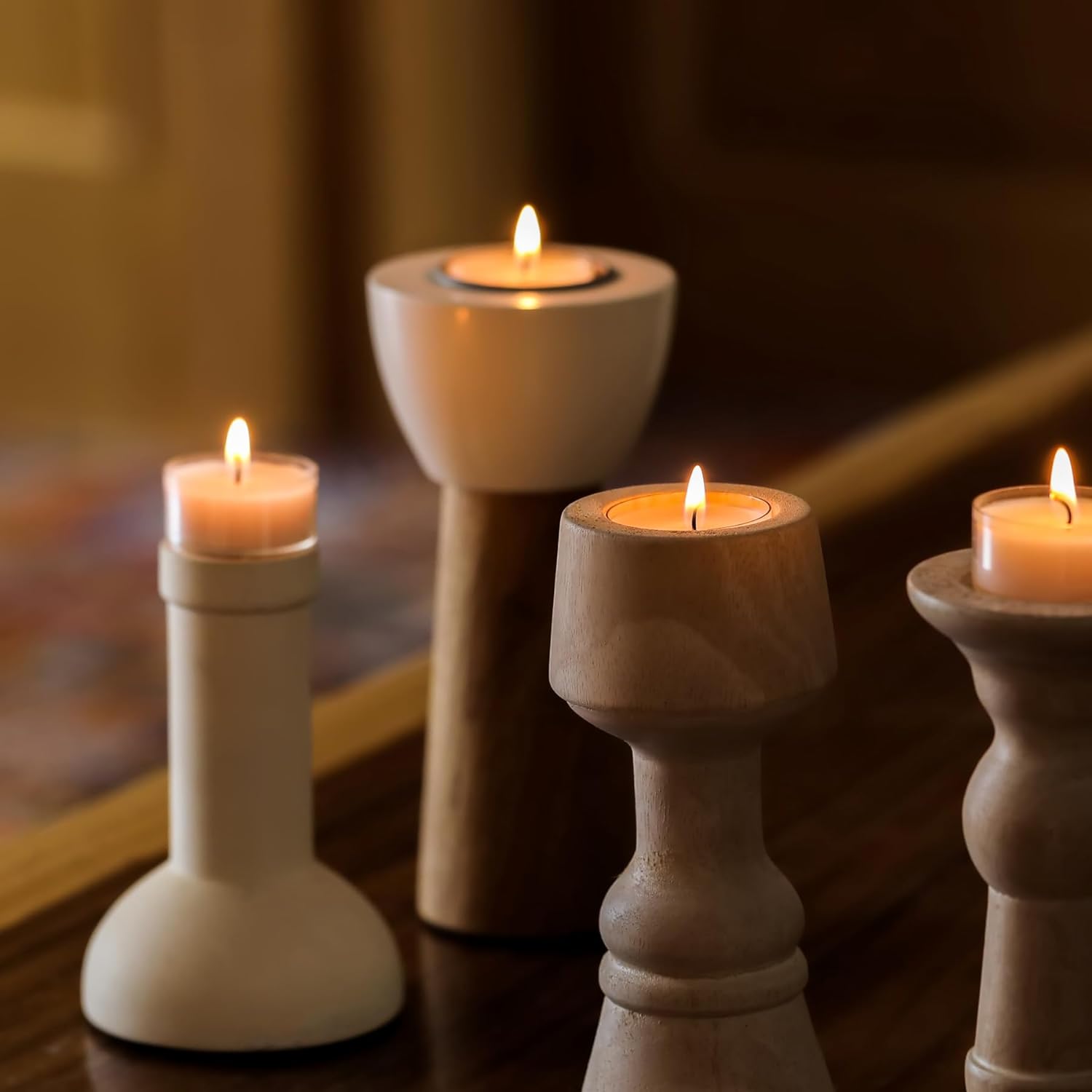 Homelights Velas de té, gigantes, 100,200,300 paquetes a granel, color blanco, sin perfume, europeo, sin humo, velas de té transparentes para