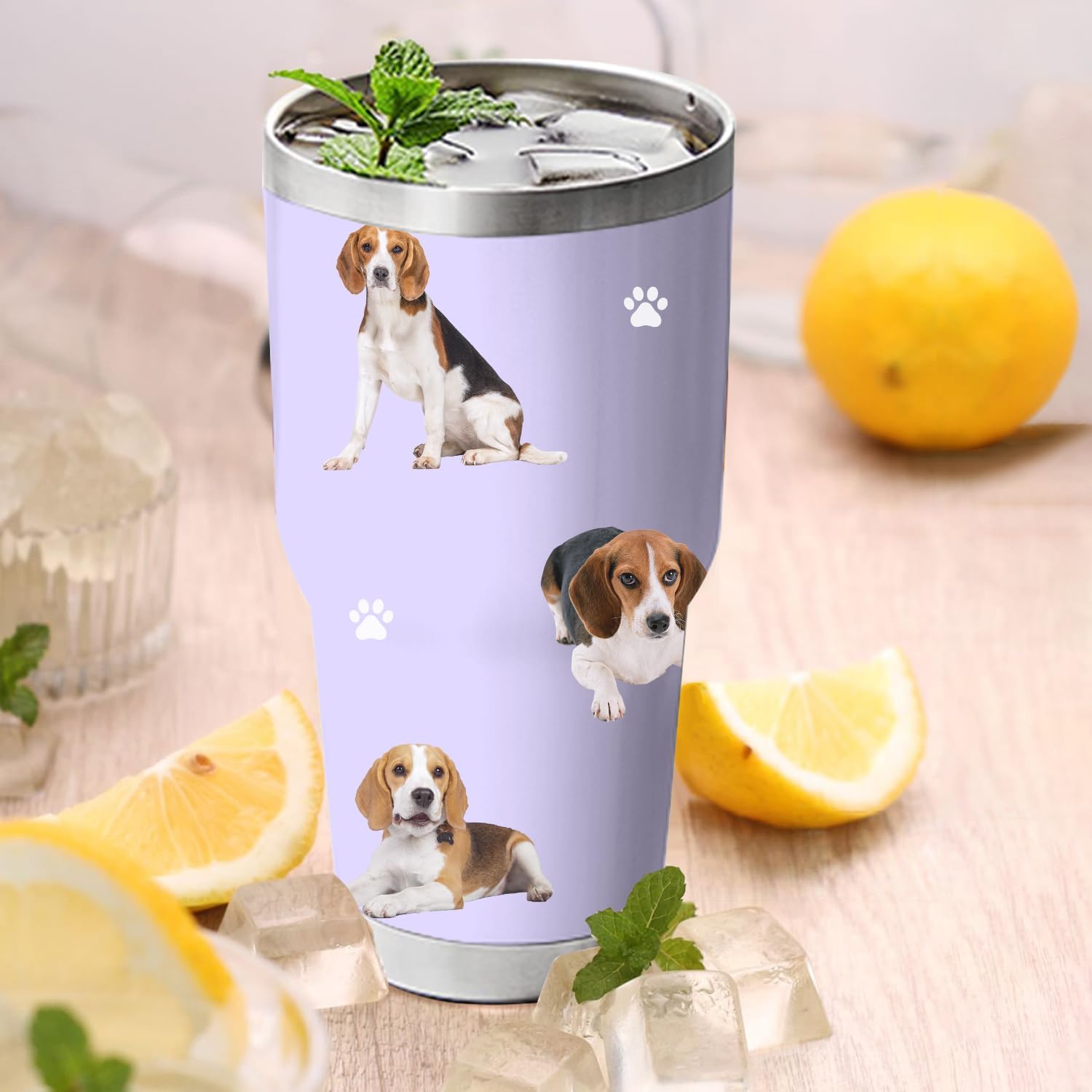 BeagleTumbler – Tazas de café de viaje aisladas de acero inoxidable con tapa y popote, regalo ideal para papá, mamá y perro