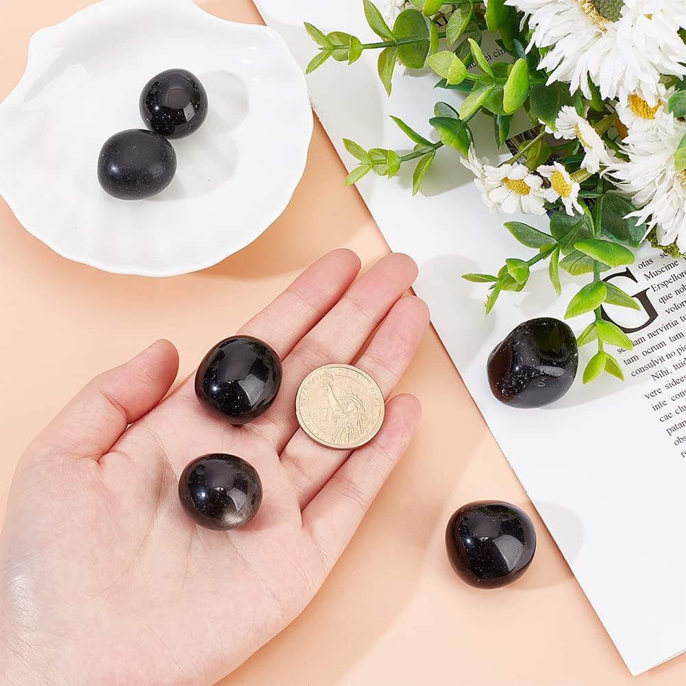 OLYCRAFT Piedras pulidas de 0.2 libras, cuentas de obsidiana negra natural, piedra de cristal de obsidiana pulida, piedras naturales de Feng Shui