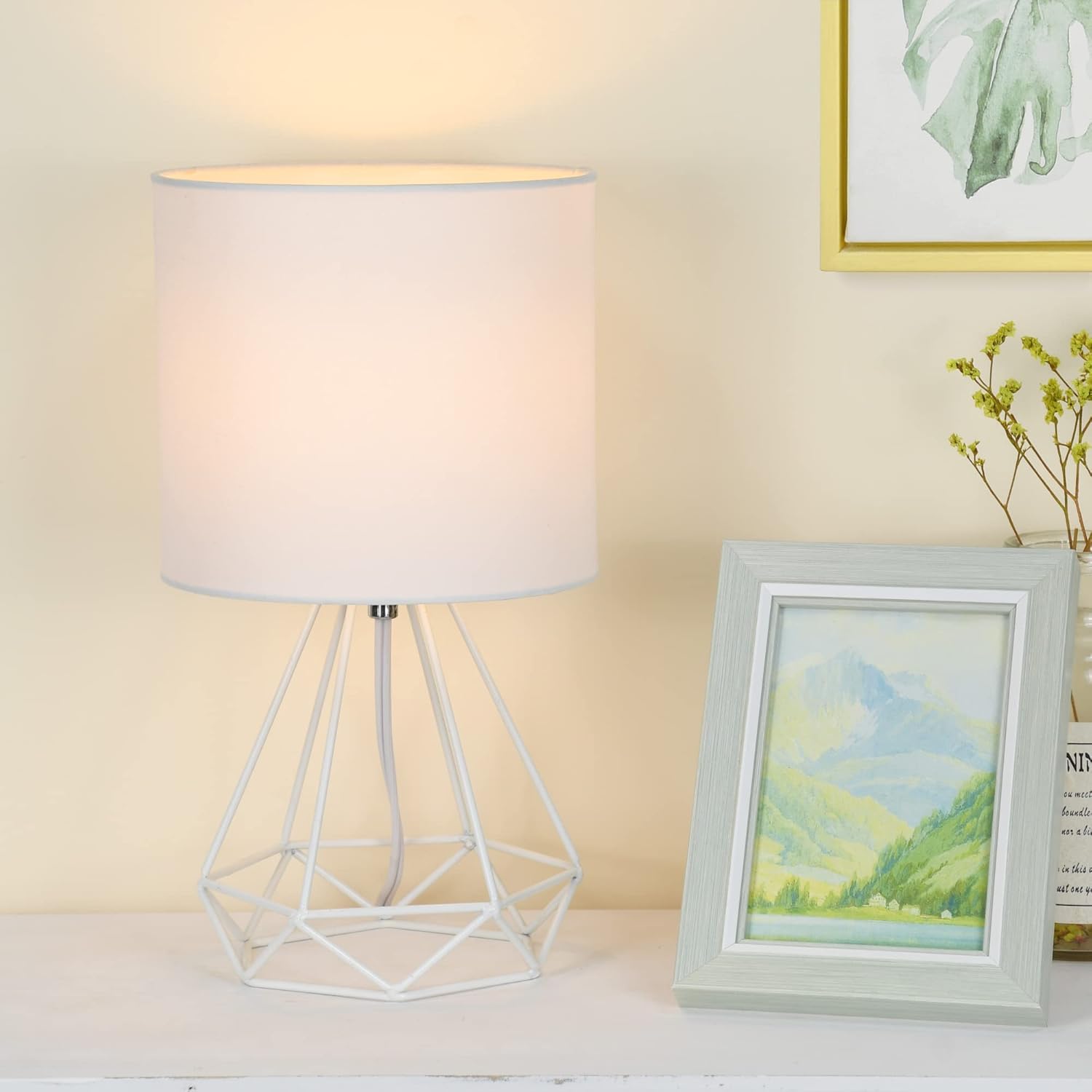 Lampwell Lámpara de mesa pequeña SIM para sala de estar como lámpara de mesita de noche para dormitorio, lámpara de mesa moderna, lámpara de mesa