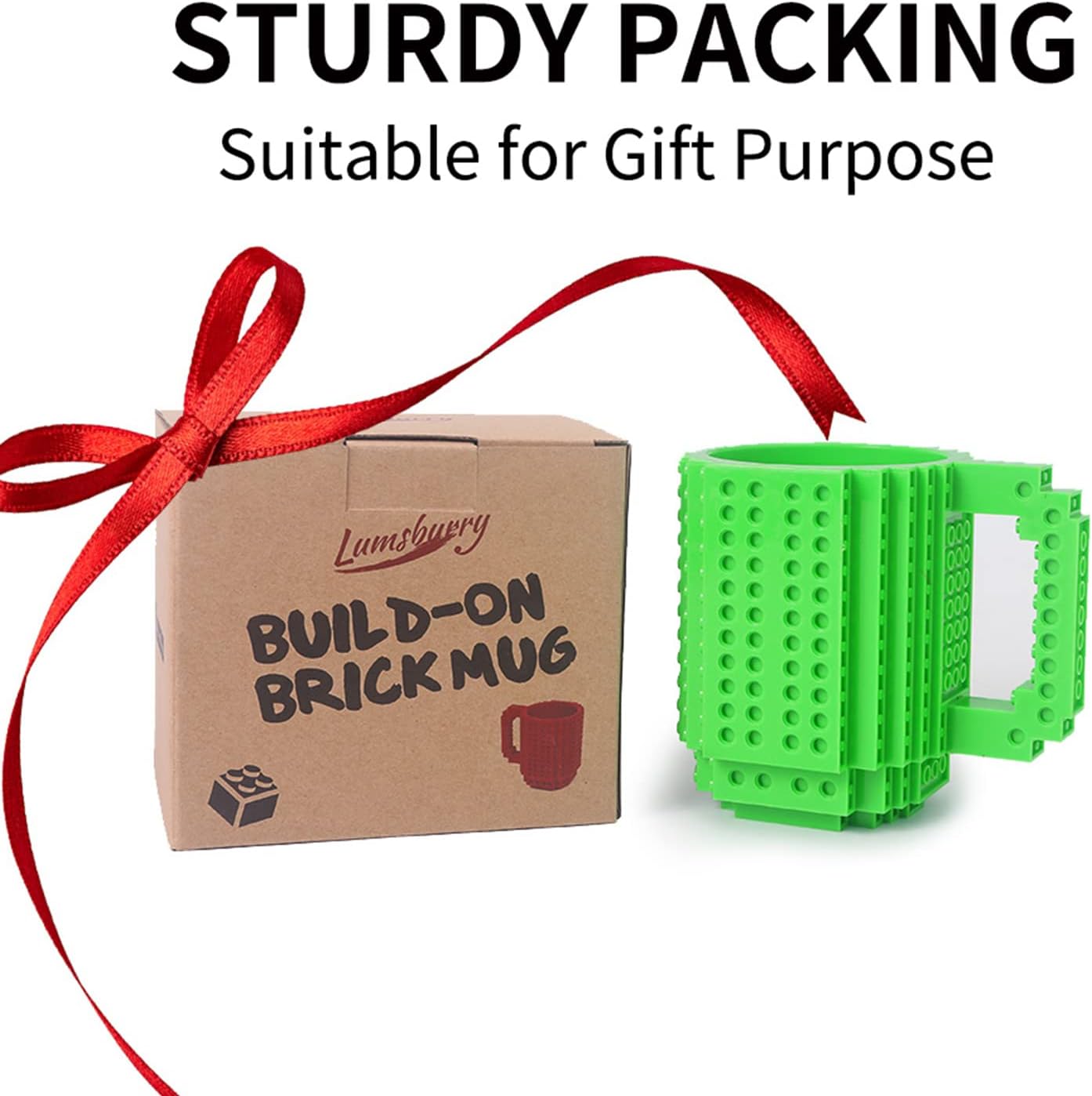 Build-on Brick Taza de café para construir con bloques, divertida, diseño de ladrillo, diseño creativo para niños, hombres, mujeres, Navidad,