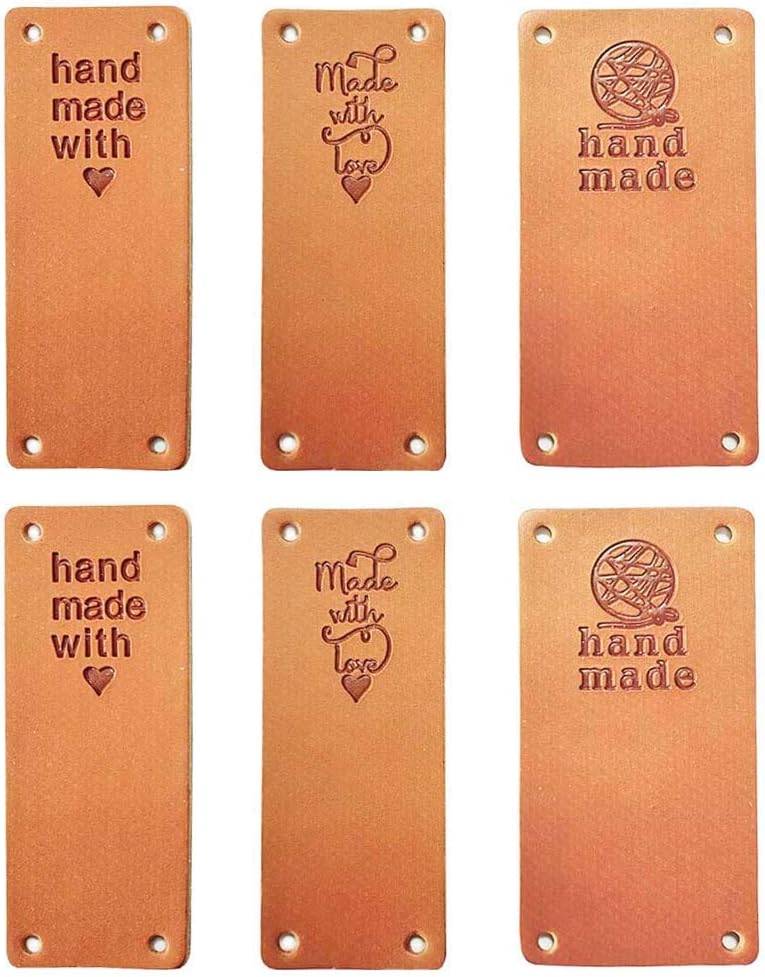 Etiqueta de piel sintética hecha a mano, adorno de etiqueta en relieve, accesorios de bricolaje para jeans, bolsas, zapatos, sombrero, 60 unidades,