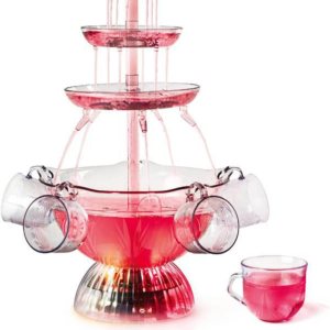 Fuente de fiesta de 3 niveles, fuente de bebida LED de plástico con 5 tazas, para juegos de beberbaruso en casa Fuente de fiesta de 3 niveles, fuente de bebida LED de plástico con 5 tazas, para juegos de beberbaruso en casa