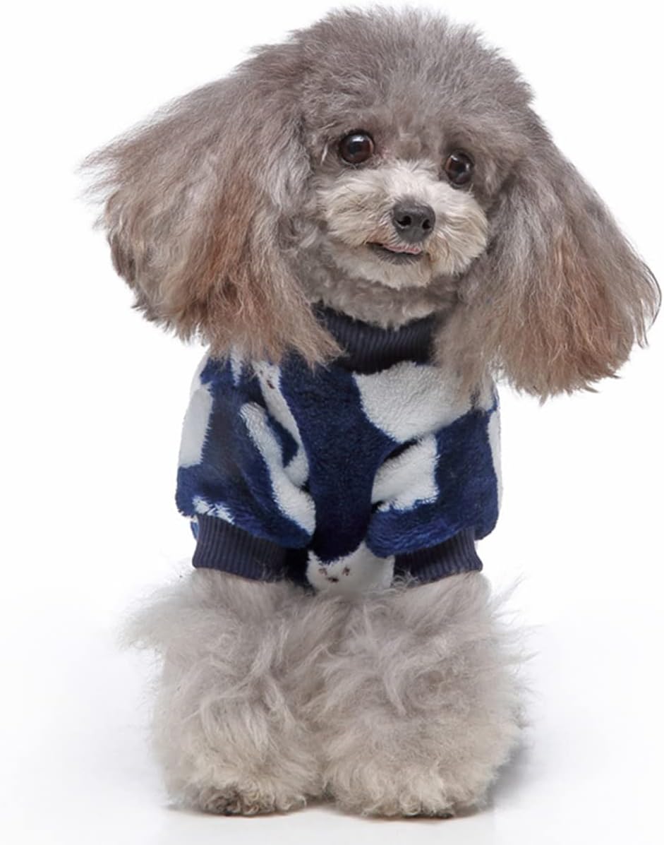 XIAOYU Pijama de invierno cálido para perro, overol de 4 patas para perro con bonito patrón de oso polar para perros pequeños, gatos, Halloween,