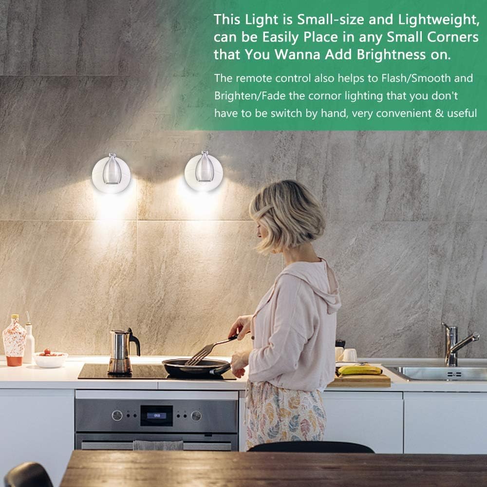 Proyector LED inalámbrico RGB, luces de acento a pilas, luz de disco para interiores, luz vertical regulable con control remoto, blanco cálido de