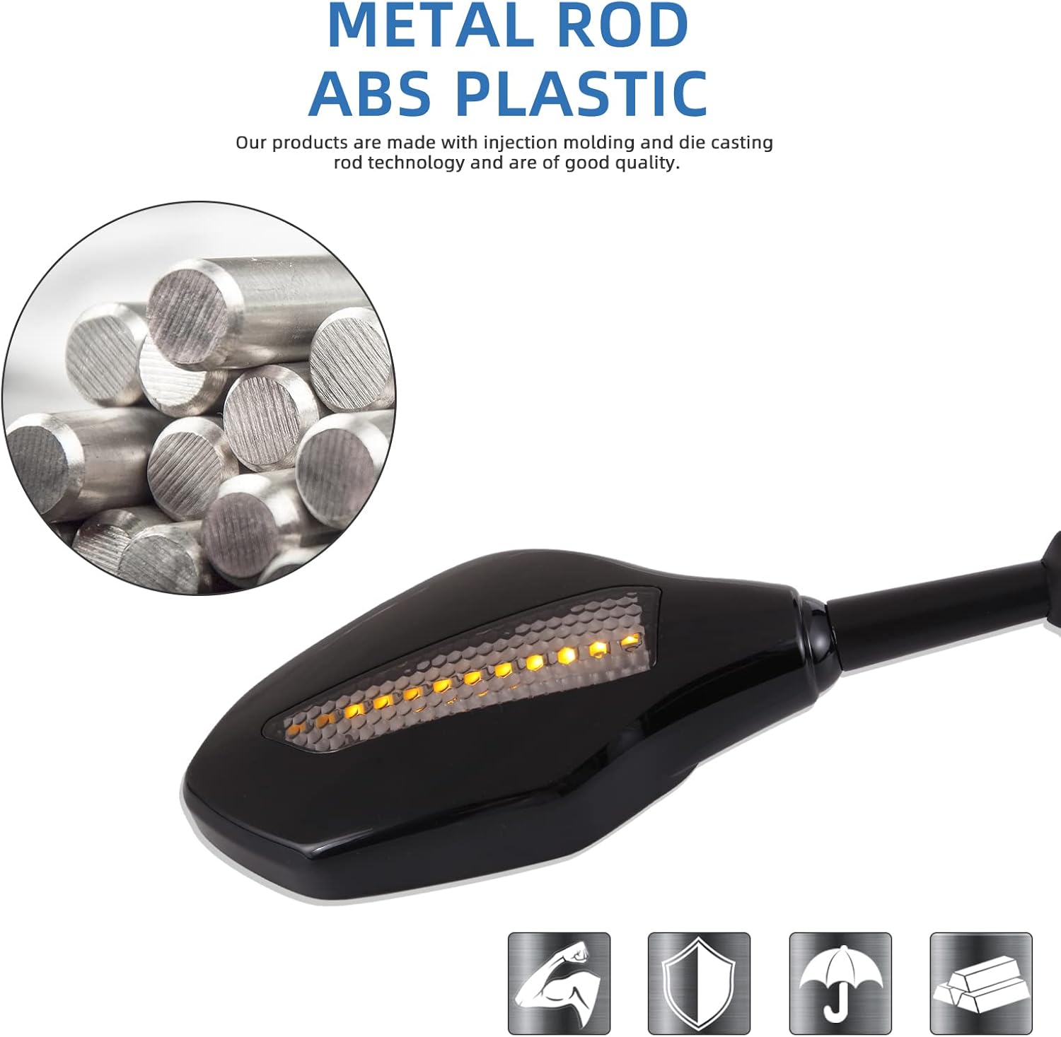 Espejos laterales integrados Espejo retrovisor motocicleta Aaccessories motocicleta LED intermitente espejos compatibles con Honda CBR600RR CBR250R