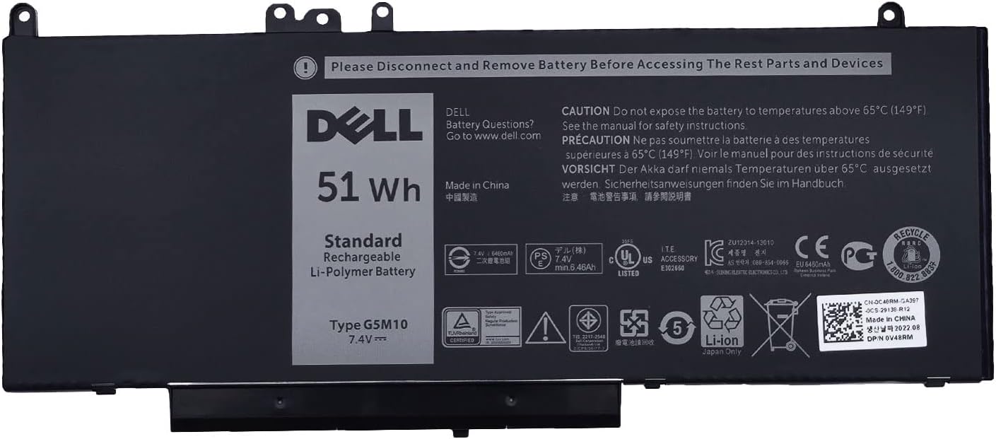 DELL G5M10 – Batería para portátil Dell Latitude 14 E5450 5450 Dell Latitude 15 E5550 5550 Series Notebook 15.6 pulgadas G5M10 0WYJC2 8V5GX R9XM9