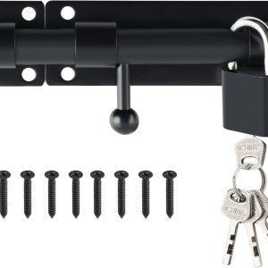 Alise Pestillo de puerta deslizante con candado, pernos de barril resistentes de 6 pulgadas, herrajes de puerta de doble cara para valla de madera, Alise Pestillo de puerta deslizante con candado, pernos de barril resistentes de 6 pulgadas, herrajes de puerta de doble cara para valla de madera,