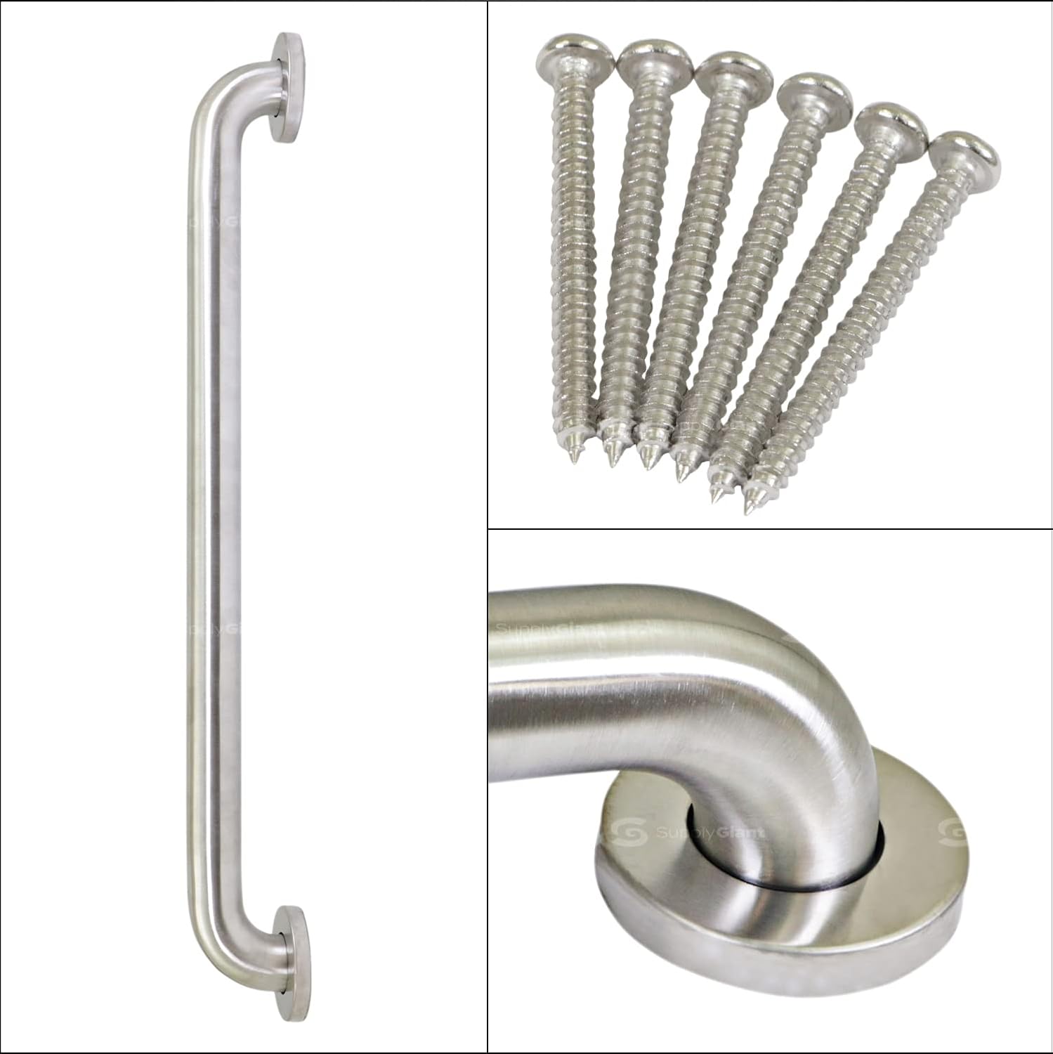 Barras de agarre de metal cepillado para baño, mango de ducha fuerte y mango de baño para mayor seguridad, barras de agarre de ducha para personas