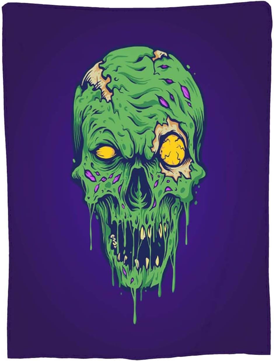 Manta de 40 x 50 pulgadas, manta de franela de calavera de terror zombi, suave, acogedora, mullida y cálida para adultos en sofá, cama, 50 x 40