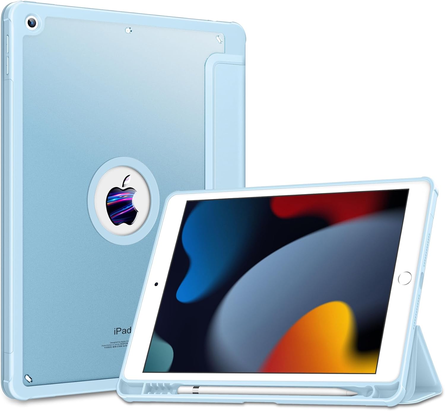 DTTOCASE – Funda para iPad de 9, 8 y 7 generación de 10.2 pulgadas (202120202019), parte trasera mate, funda de marco de TPU soporte para lápiz