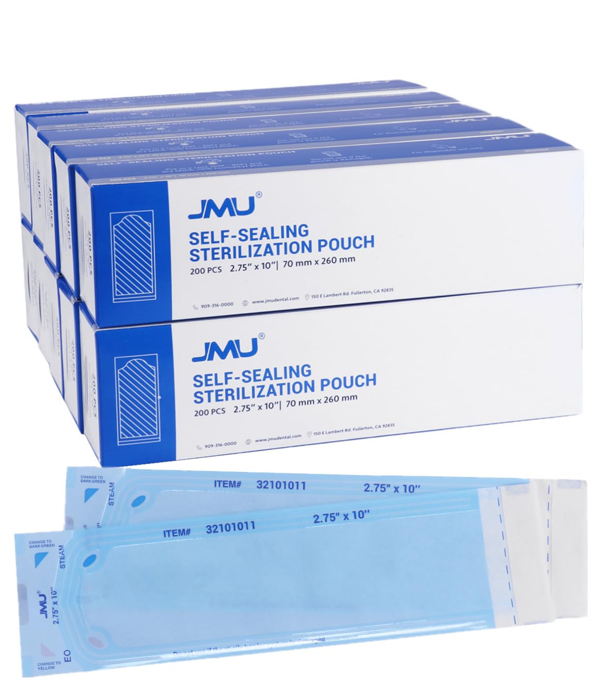 JMU Bolsas de esterilización autosellantes 2.75 “x 10”, 2000caja (10 cajas)
