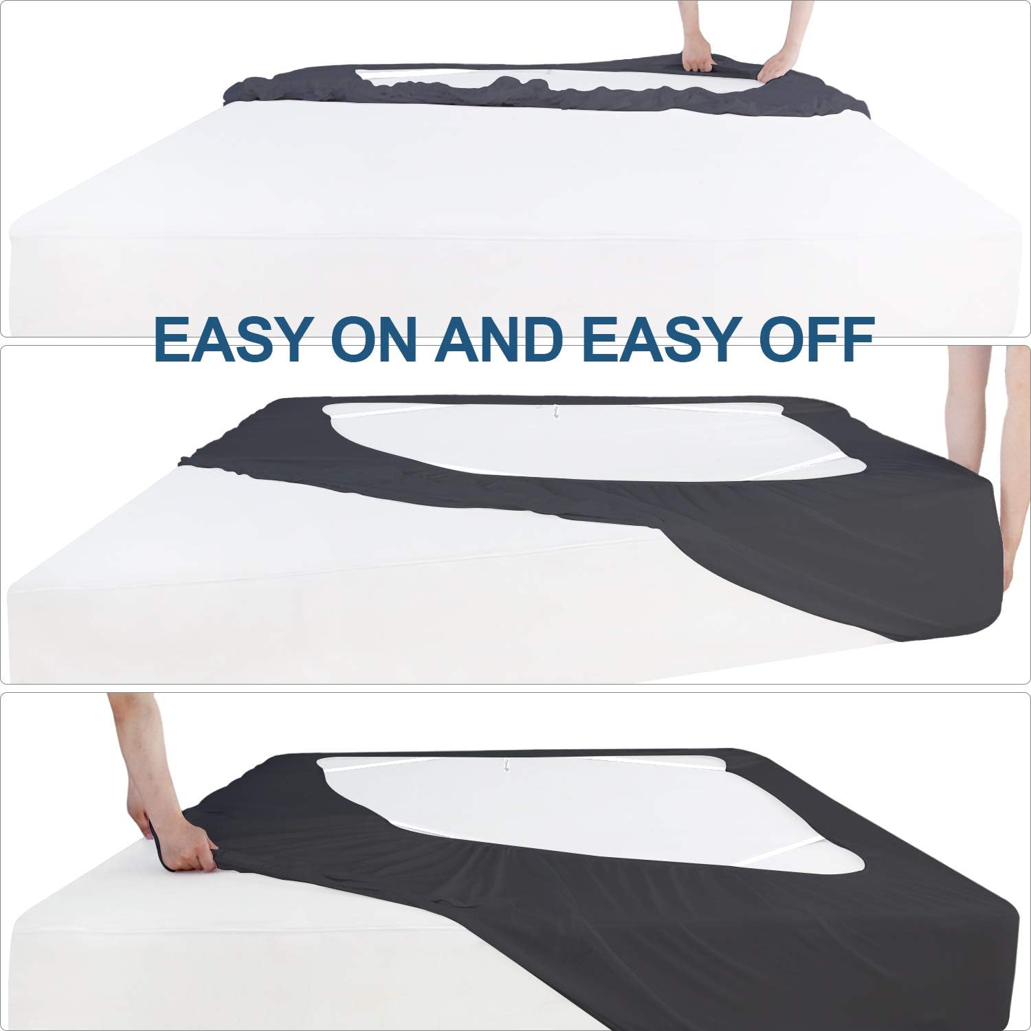 Funda de somier, tamaño Queen, falda de cama de tela elástica alrededor de 4 lados, alternativa elegante para faldas de cama para hotelhogar, se