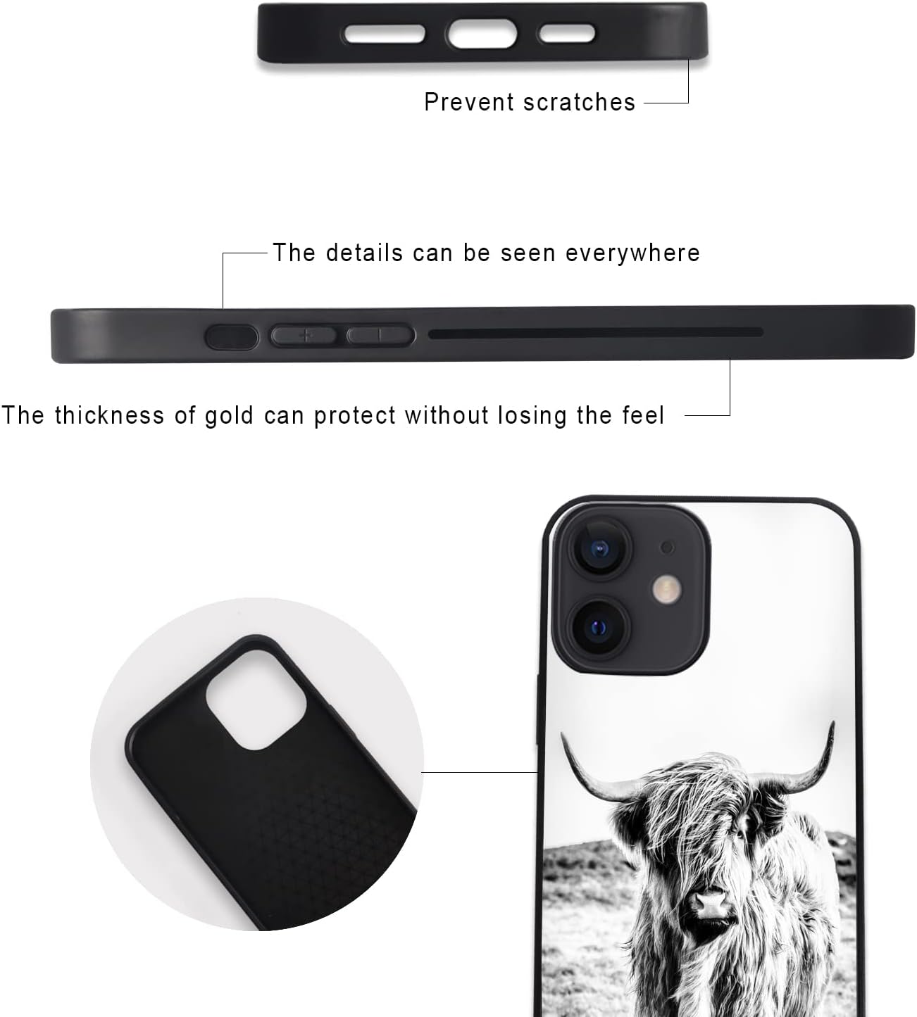 GULTMEE Funda para iPhone 11 Highland Cow, carcasa de goma TPU y diseño de PC, a la moda, ajuste delgado, híbrido, a prueba de golpes, fundas