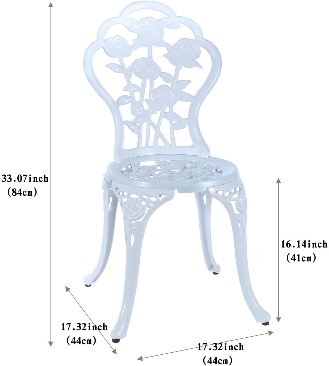 Mandolin Juego de mesa de 5 piezas de aluminio fundido para patio, juego de mesa para exteriores, impermeable y resistente al sol (blanco rosa)