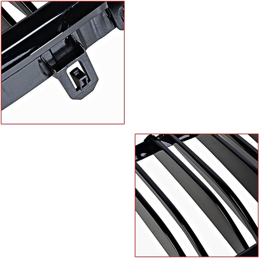1 par de parrilla de riñón negro brillante compatible con E60 E61 serie 5 ’03-’10