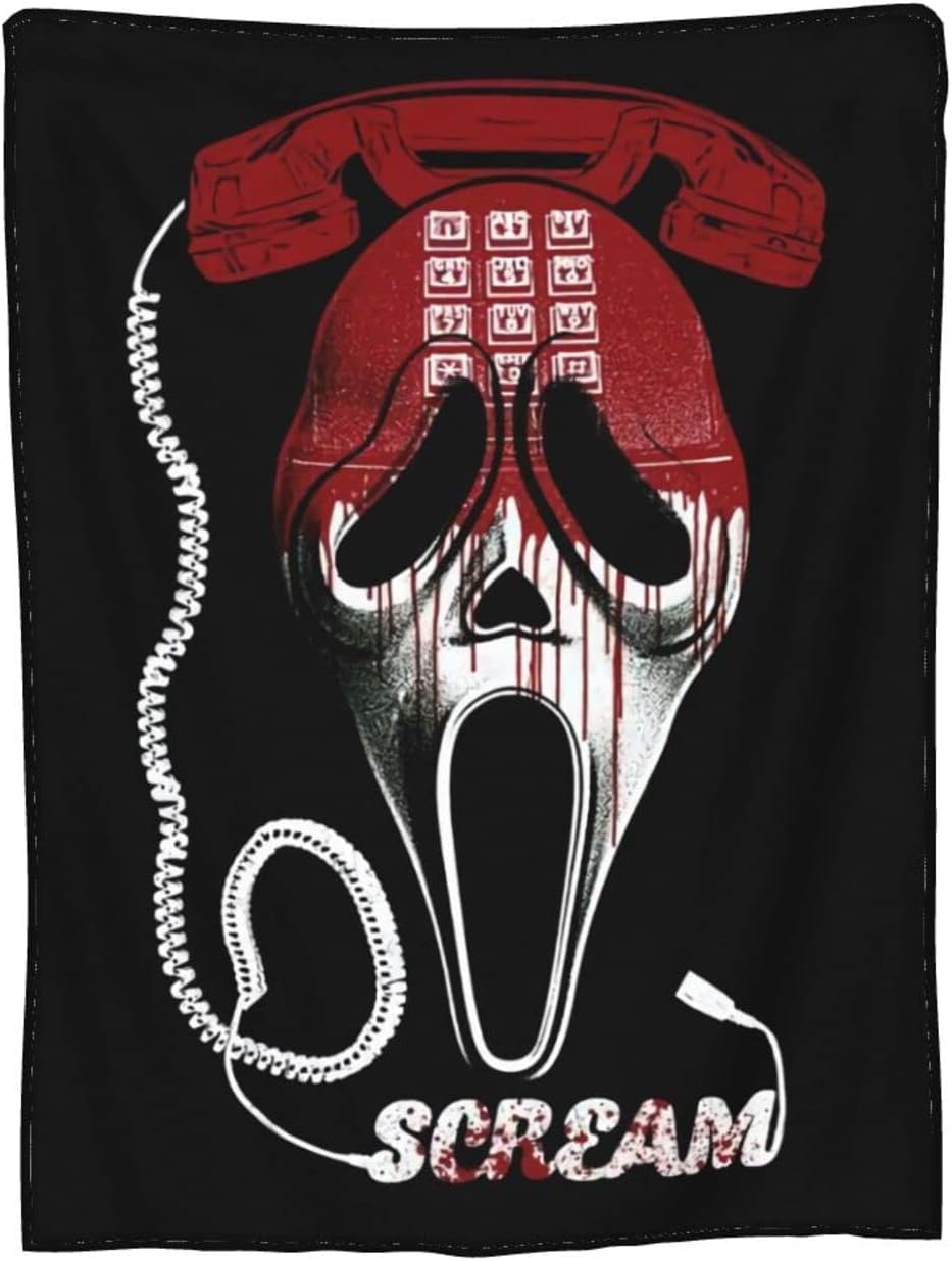 Manta de película de terror para decoración de Halloween, para las cuatro estaciones, para decoración del hogar, cálida y acogedora, manta suave y