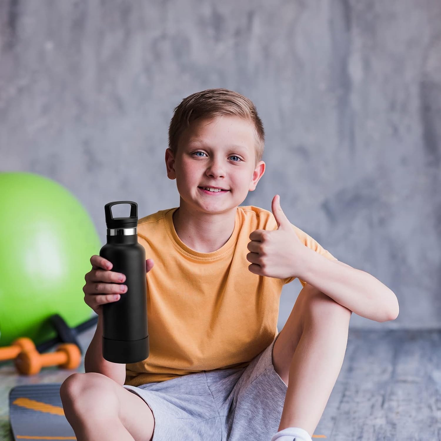 Mollcity Botella de agua pequeña de acero inoxidable de 12 onzas con aislamiento al vacío para la vuelta a la escuela, botella de agua deportiva de