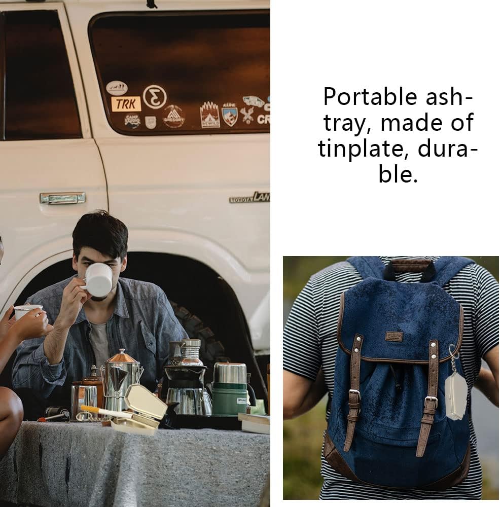 Cenicero portátil de hojalata de bolsillo, mini soporte para cenizas con tapas para uso al aire libre fácil de llevar cuando viajas y acampas