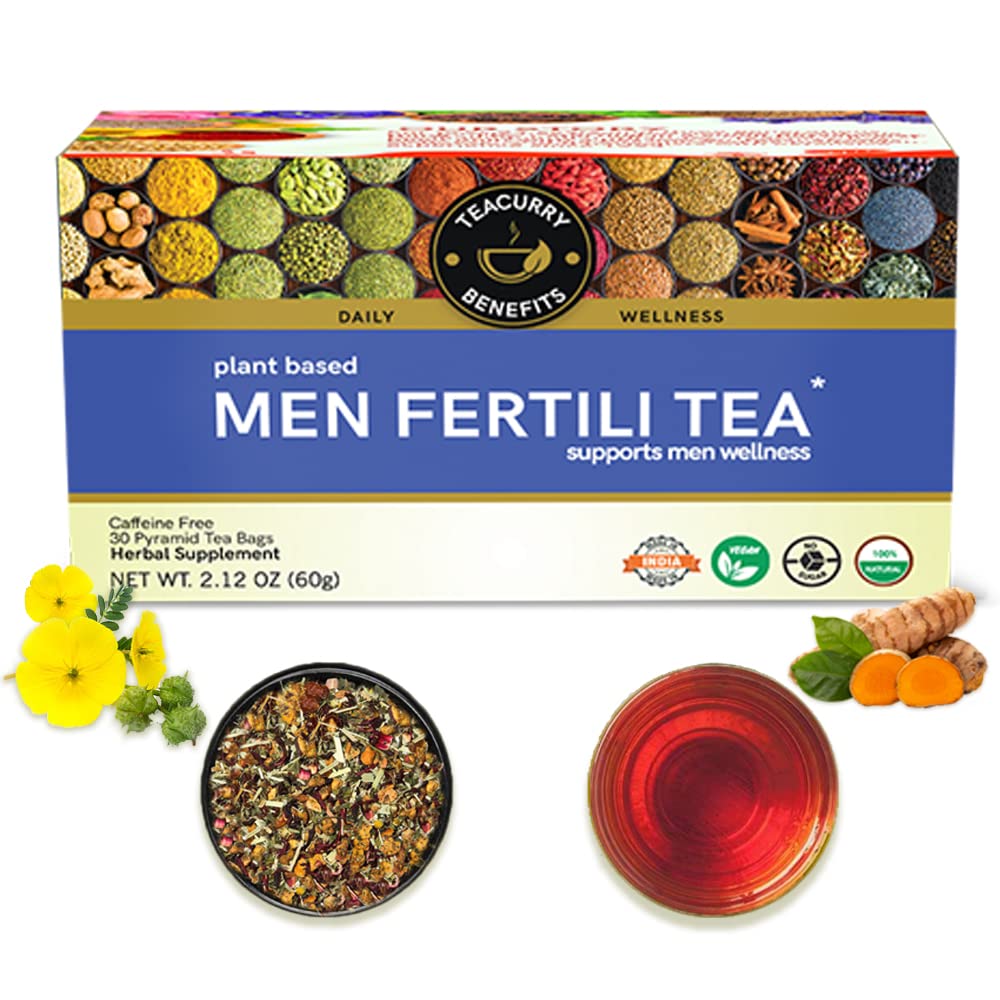 Teacurry Té de fertilidad para hombres (paquete de 1 mes, 30 bolsas de té) – Té de fertilidad para hombres, té de hierbas naturales para apoyar la
