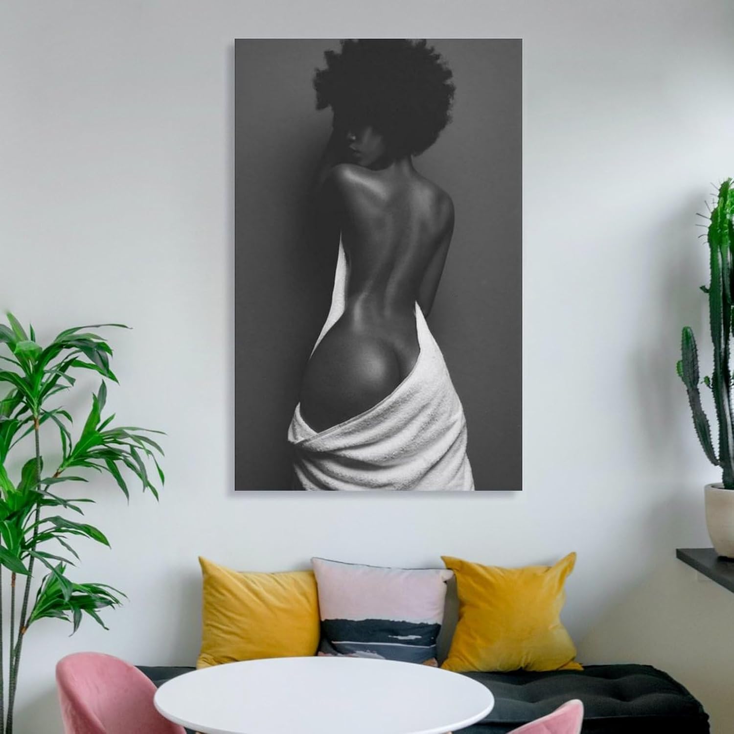 MQISNOHA Póster de arte de pared sexy de mujer negra negra afroamericana, pinturas artísticas en lienzo, decoración de pared, decoración del hogar,
